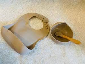 Sand Bib, Curve Suction Bowl & Wooden Spoon