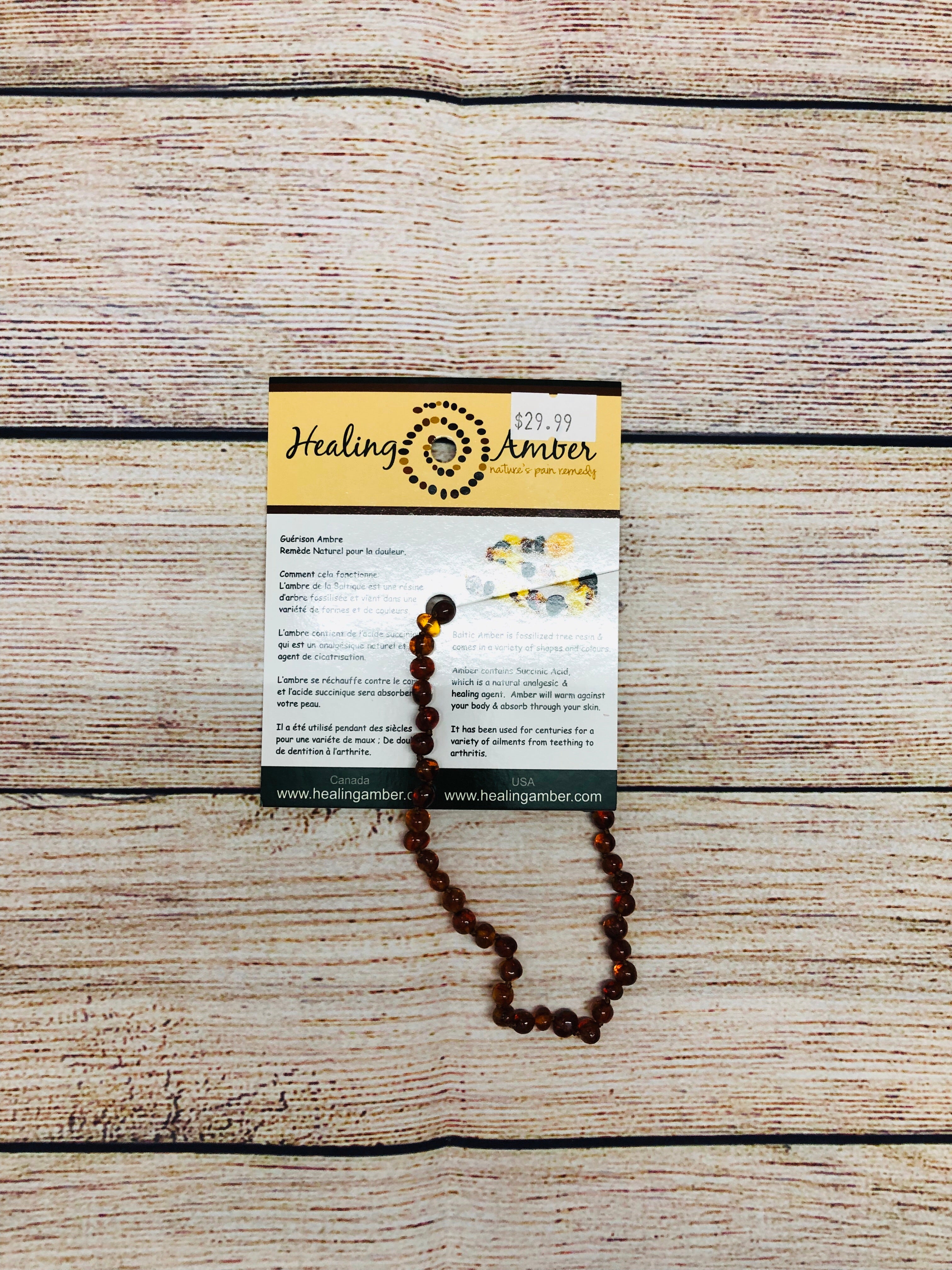 Healing Amber Necklace Caramel 11 inches
