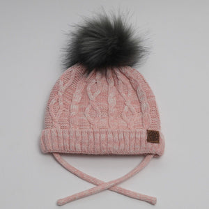 The Cotton Knit Pompom Hat (Pink)