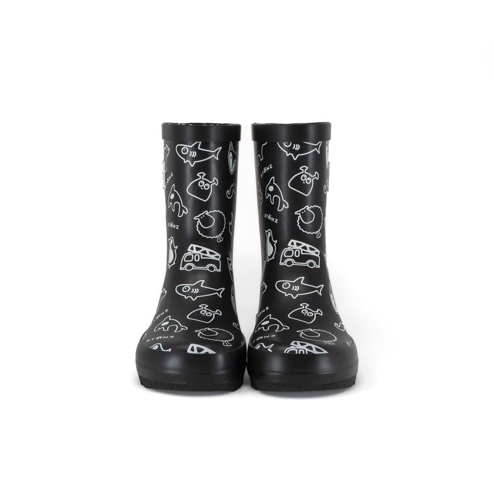 Rain Boots - Stonz Print - Black