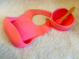 Bubblegum Bib, Curve Suction Bowl & Wooden Spoon