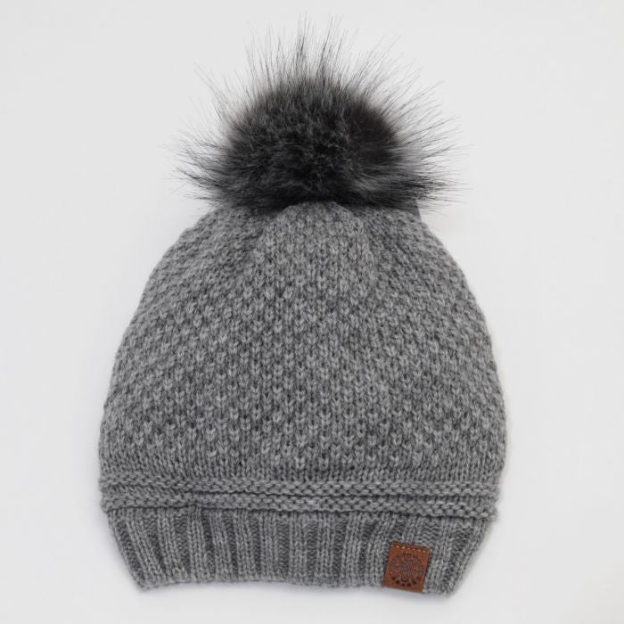 The Emmy Fur Pom Hat (Grey)
