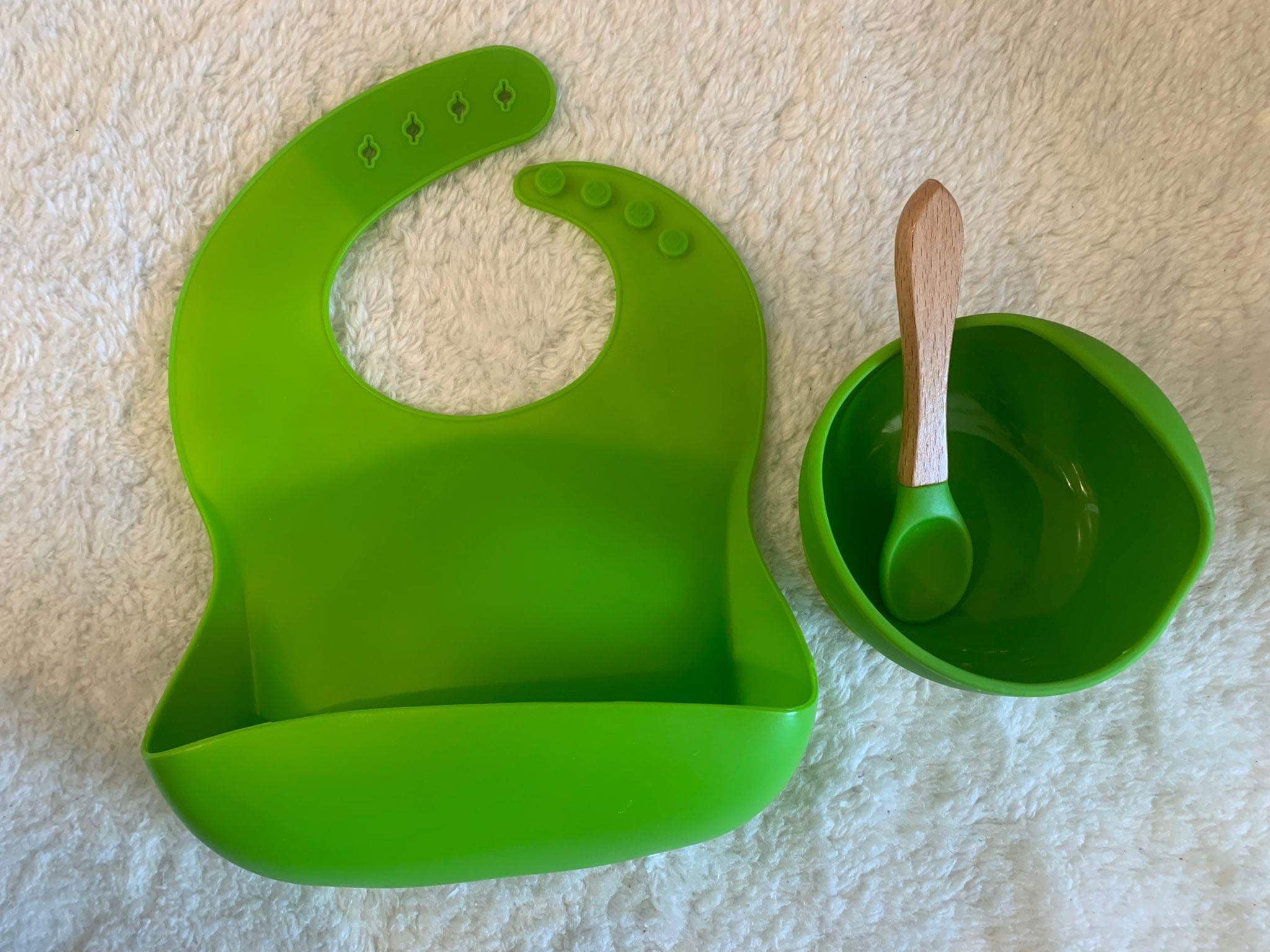 Watermelon Bib, Curve Suction Bowl & Wooden Spoon